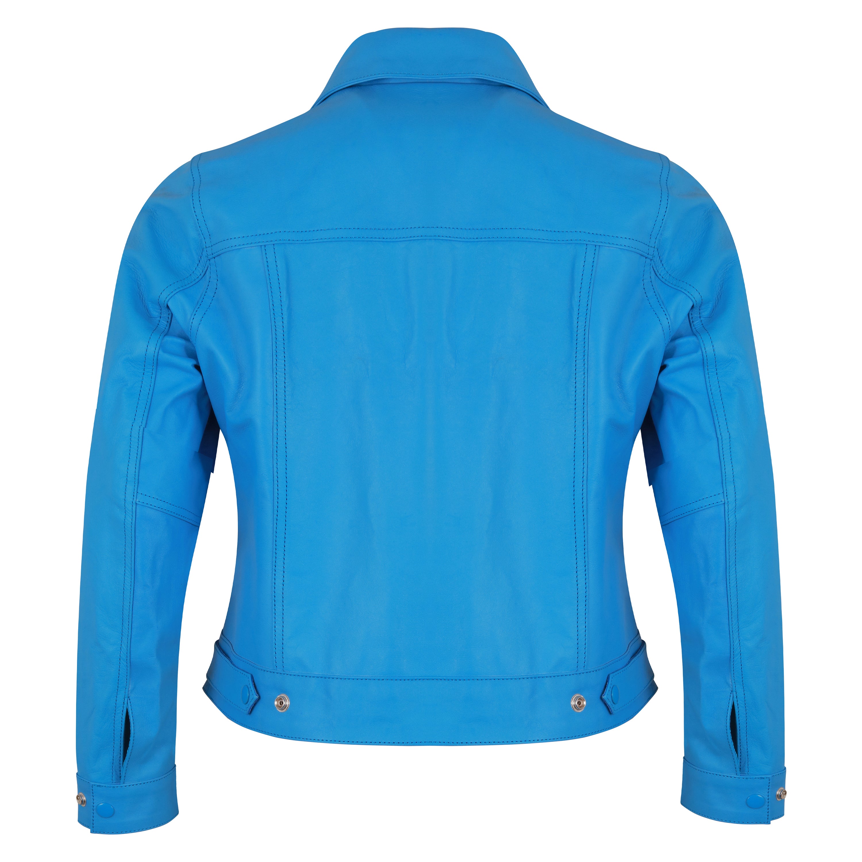 Women's Vibrant Sot Blue Leather Jacket