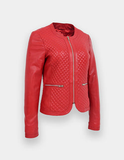 Women's Leather Jacket - Genuine Lambskin Leather Jacket -Biker Jacket - Motorcycle Jacket - Handmade Fit Jacket- Women Red Unique Jacket