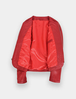 Women's Leather Jacket - Genuine Lambskin Leather Jacket -Biker Jacket - Motorcycle Jacket - Handmade Fit Jacket- Women Red Unique Jacket