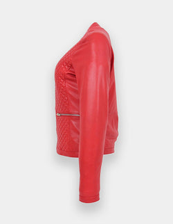 Women's Leather Jacket - Genuine Lambskin Leather Jacket -Biker Jacket - Motorcycle Jacket - Handmade Fit Jacket- Women Red Unique Jacket
