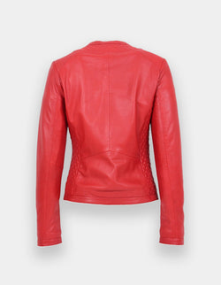 Women's Leather Jacket - Genuine Lambskin Leather Jacket -Biker Jacket - Motorcycle Jacket - Handmade Fit Jacket- Women Red Unique Jacket