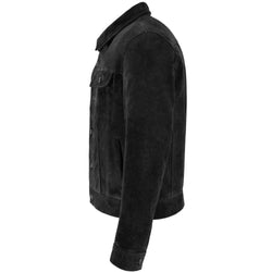 Black Suede Trucker Jacket Men