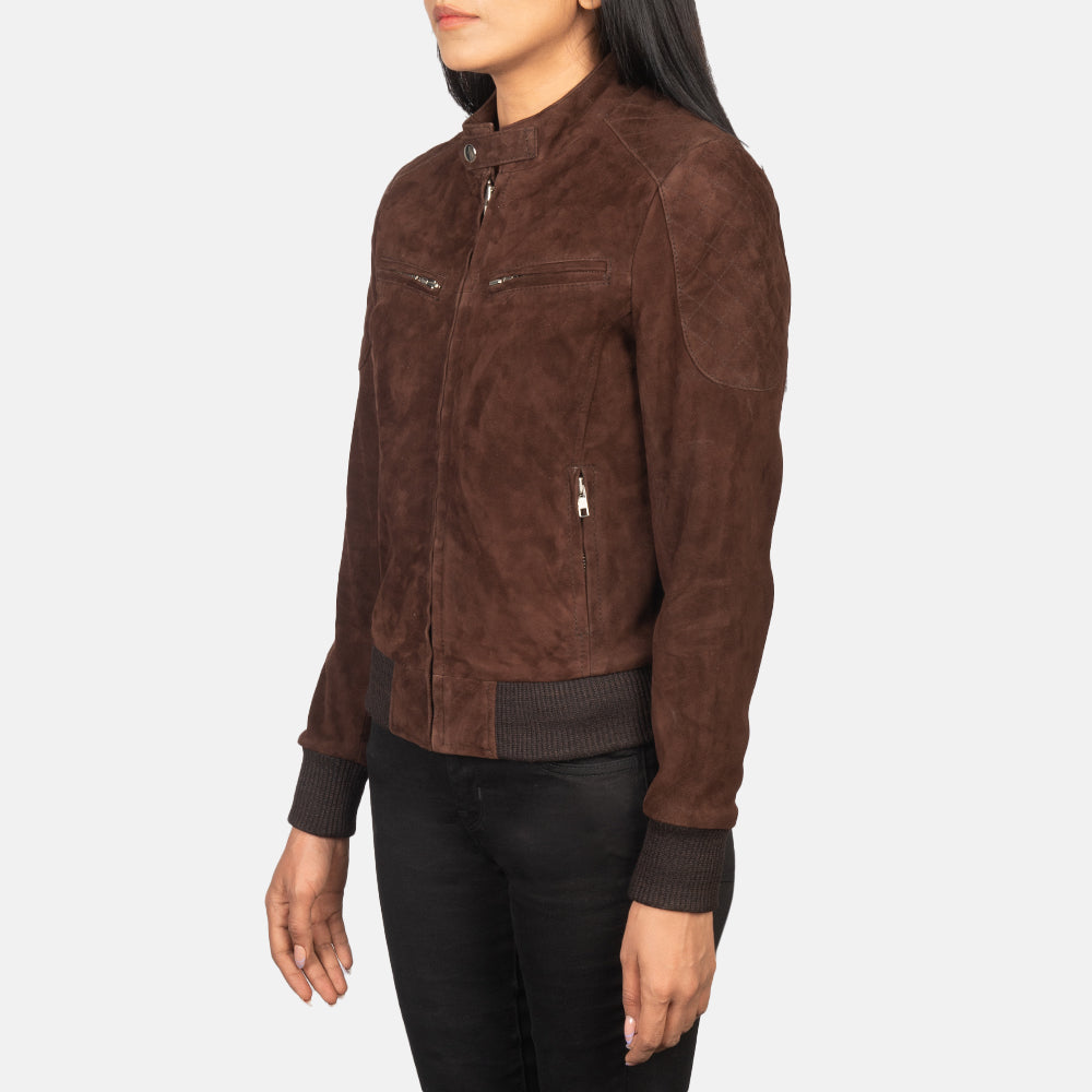 Brown Suede Leather Jacket for Women