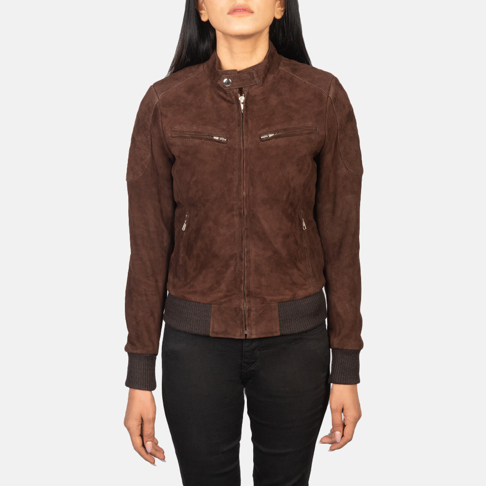 Brown Suede Leather Jacket for Women