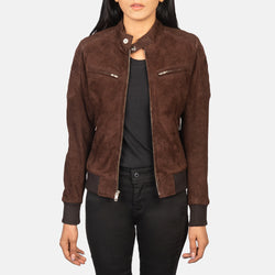 Brown Suede Leather Jacket for Women