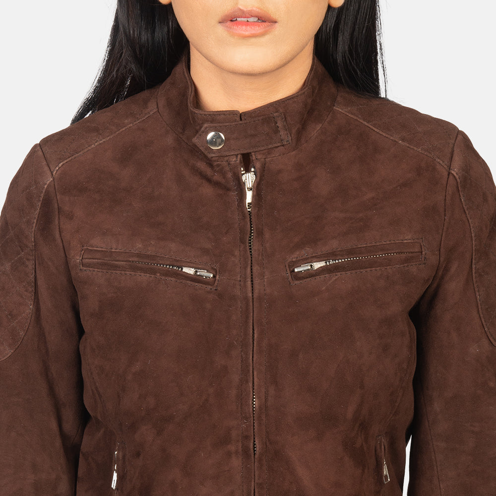 Brown Suede Leather Jacket for Women