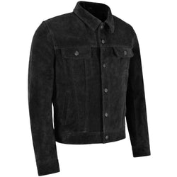 Black Suede Trucker Jacket Men