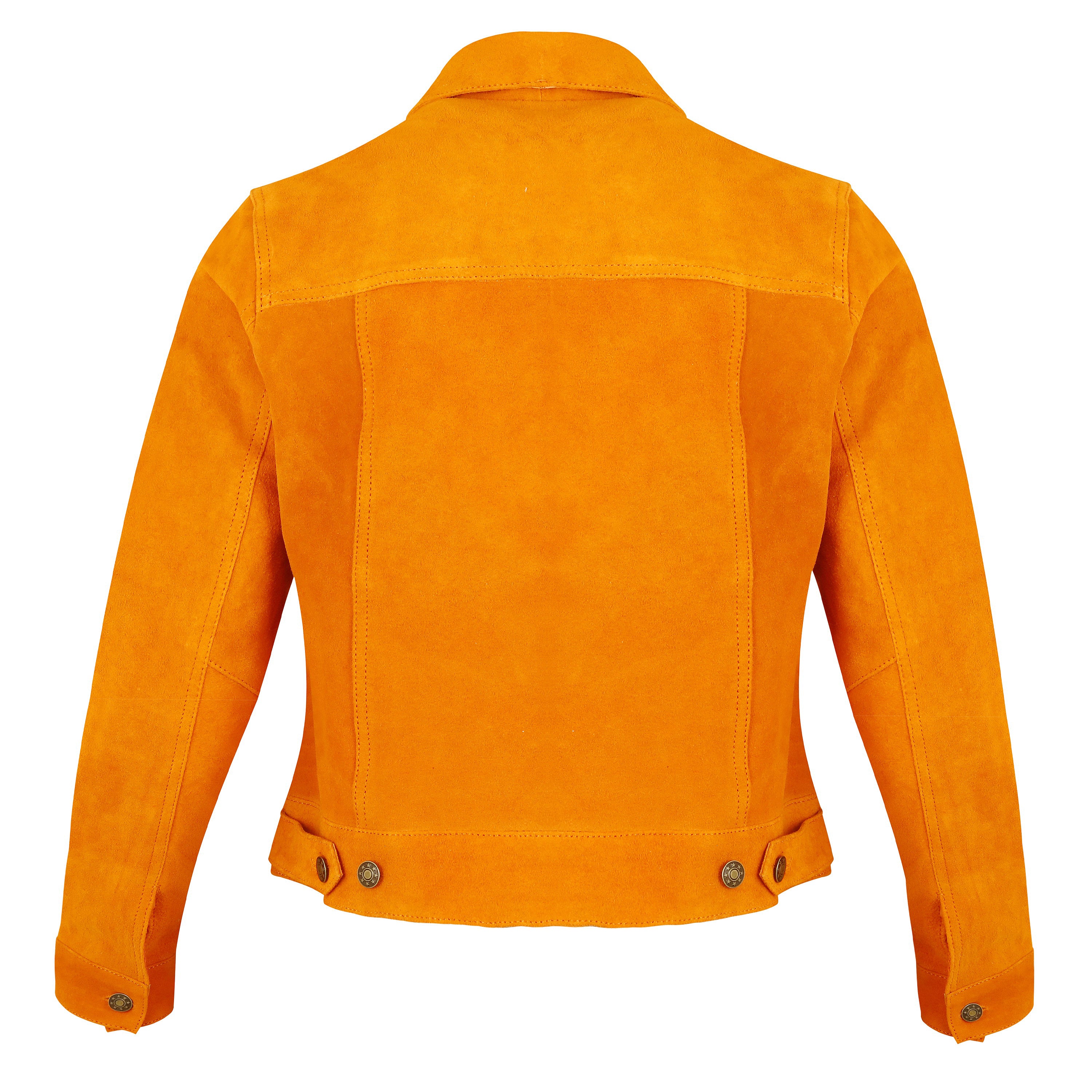 Classic Orange Suede Trucker Jacket