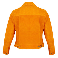 Classic Orange Suede Trucker Jacket