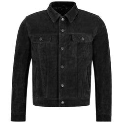 Black Suede Trucker Jacket Men