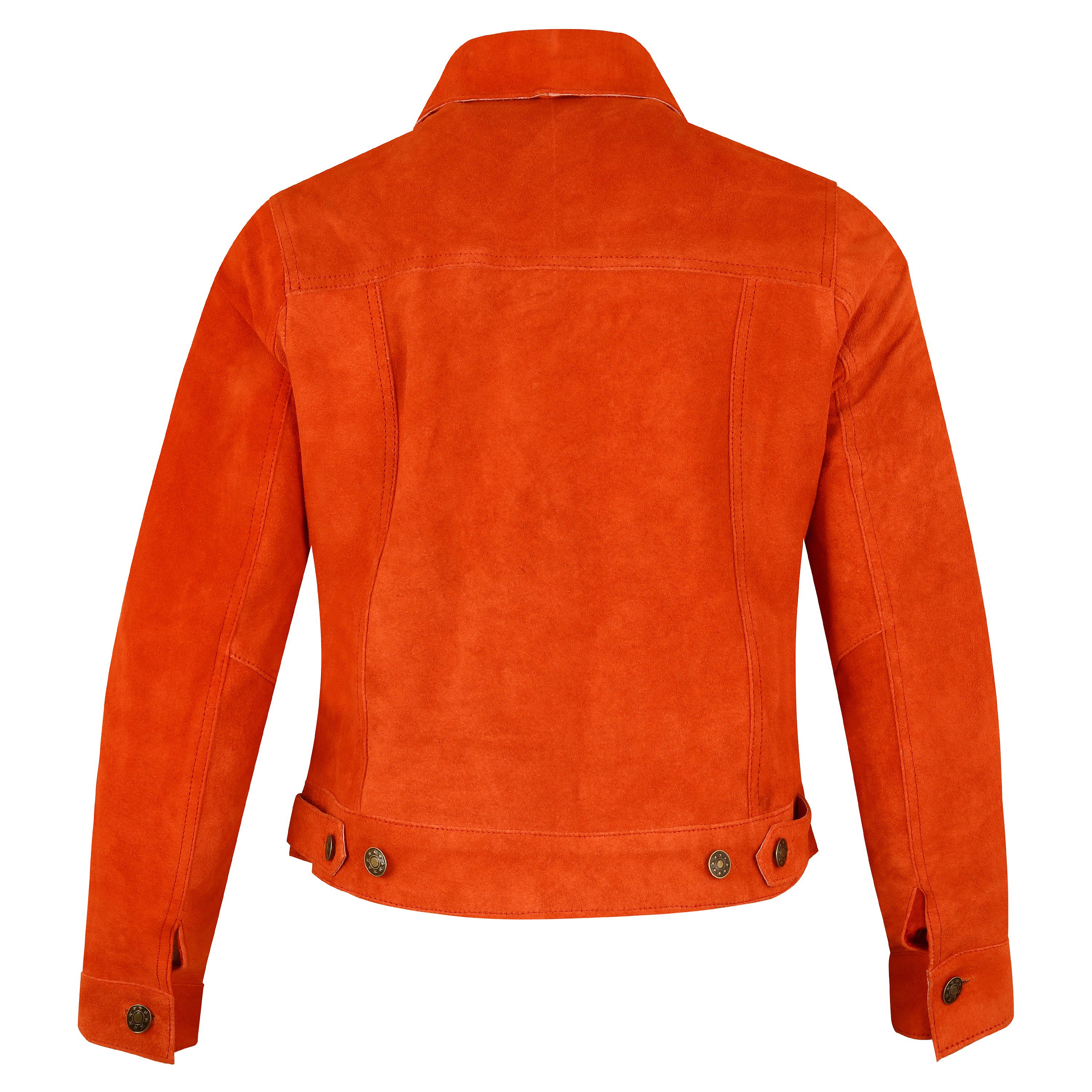 Classic Orange Suede Trucker Jacket