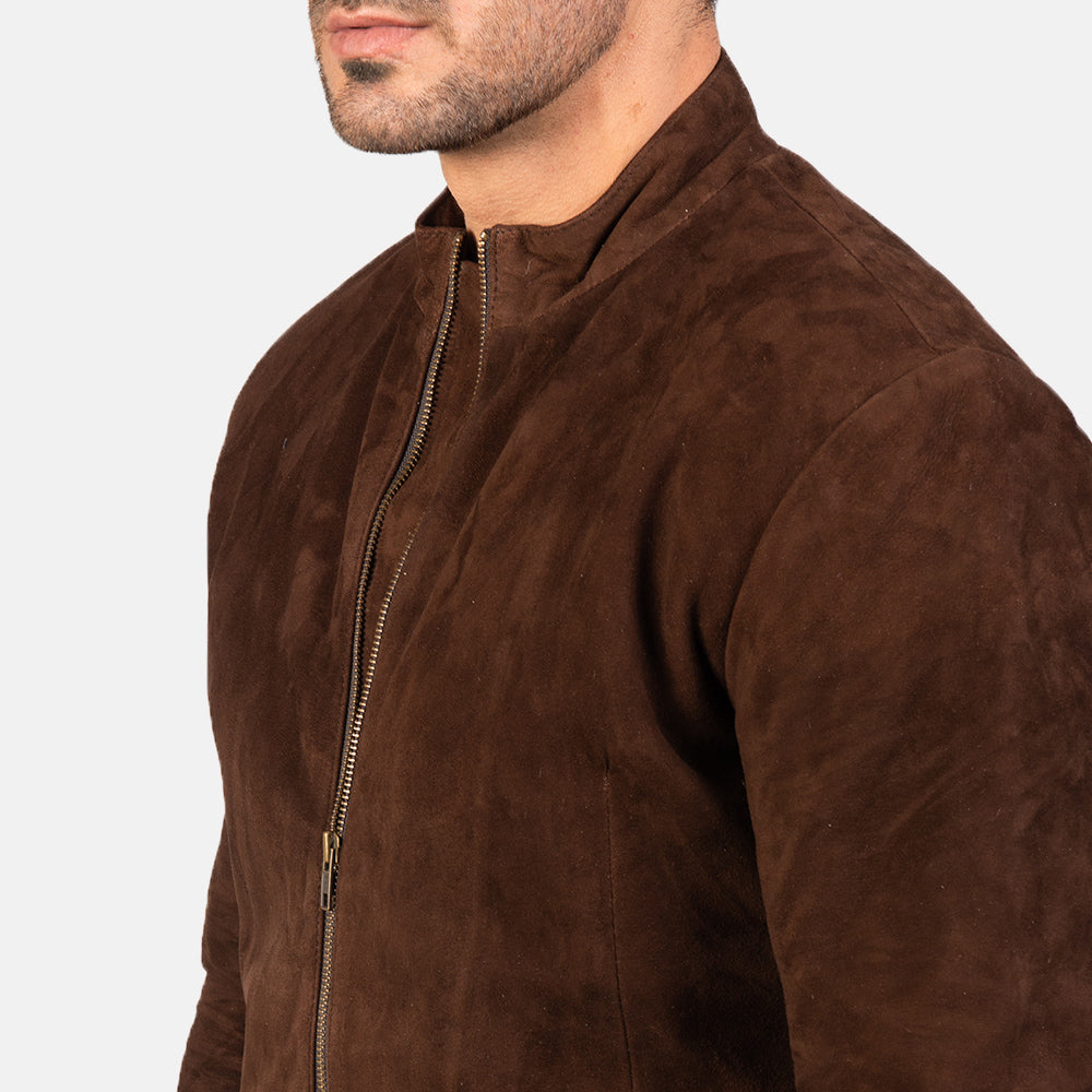 Dark Brown Suede Leather Jacket for Men