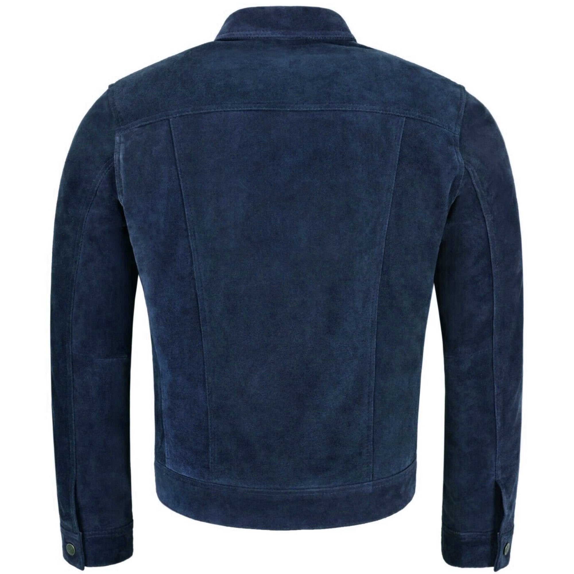 Classic Blue Suede Trucker Jacket