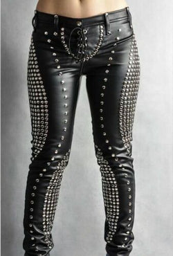 Streetsmart Studded Black Leather Pants