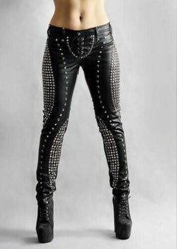 Streetsmart Studded Black Leather Pants