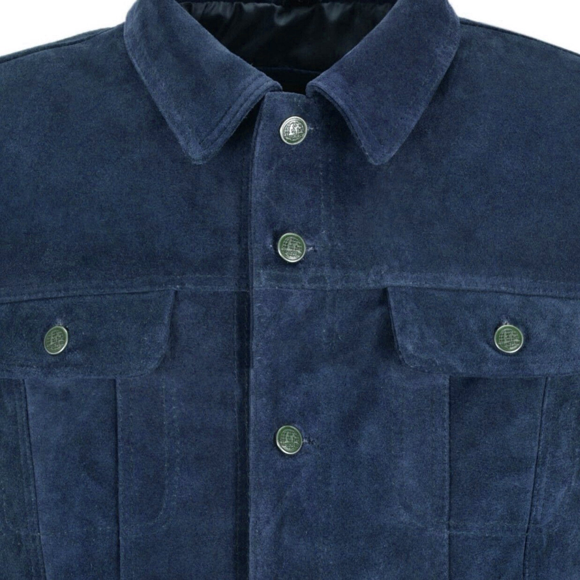 Classic Blue Suede Trucker Jacket