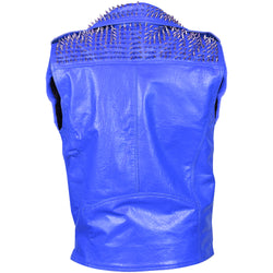 Electric Blue Studded Leather Vest