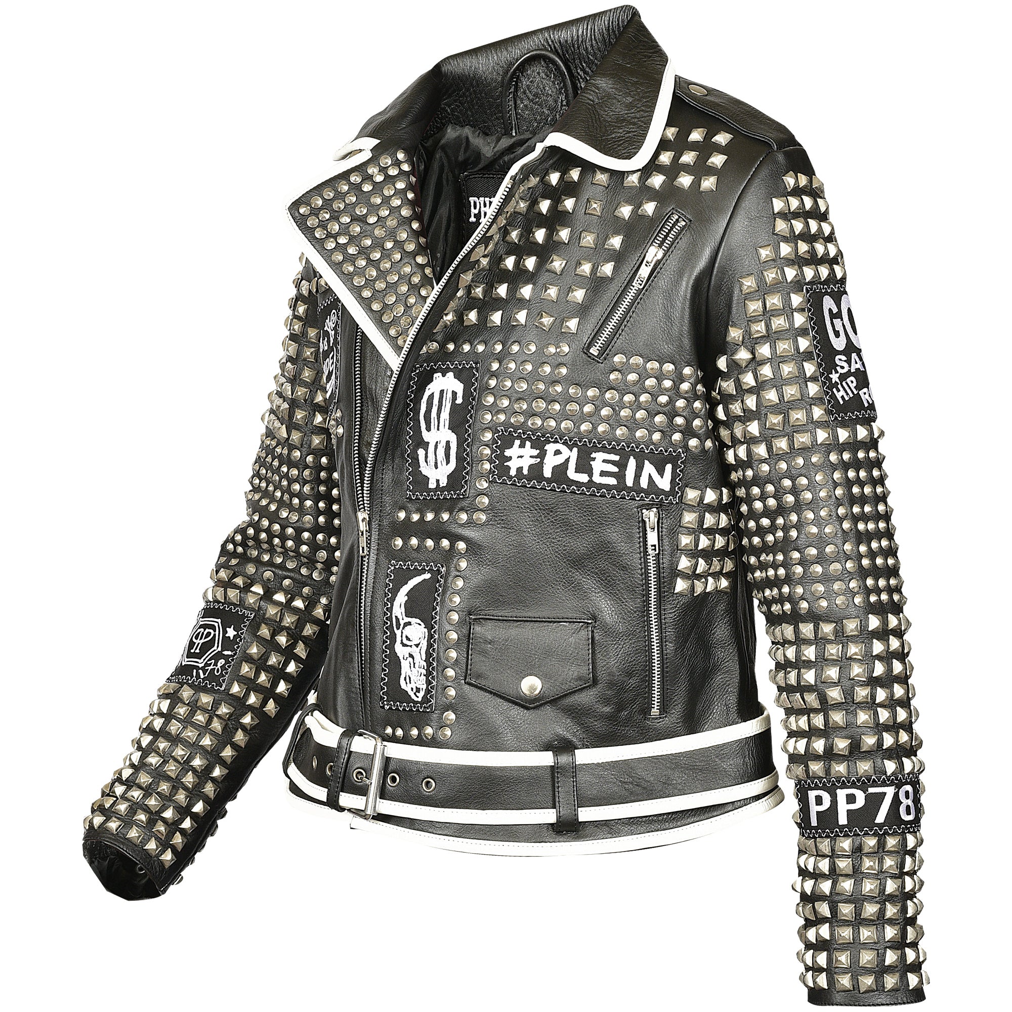 Studded Black Leather Jacket Women