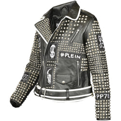 Studded Black Leather Jacket Women