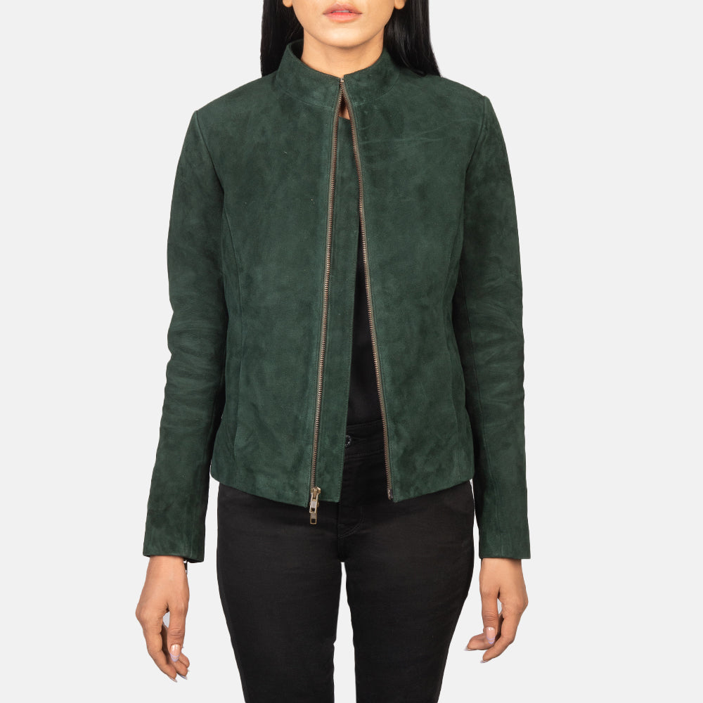 Olive Green Suede Jacket Women