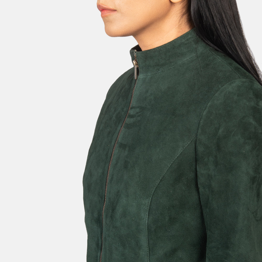 Olive Green Suede Jacket Women