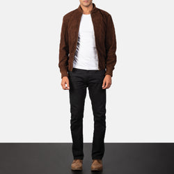 Dark Brown Suede Fashion Leather Jacket for Men