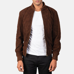 Dark Brown Suede Fashion Leather Jacket for Men