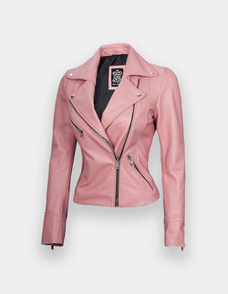 Women's Leather Jacket, New women's Pink leather jacket made of 100% Original lambskin leather