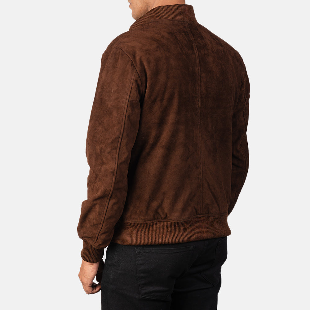 Dark Brown Suede Fashion Leather Jacket for Men