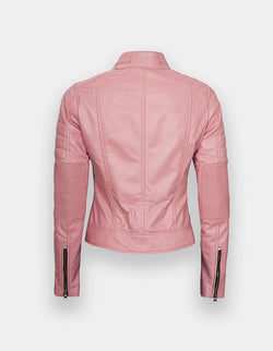 Women's Leather Jacket, New women's Pink leather jacket made of 100% Original lambskin leather
