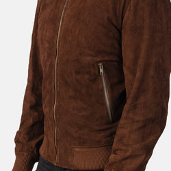 Dark Brown Suede Fashion Leather Jacket for Men