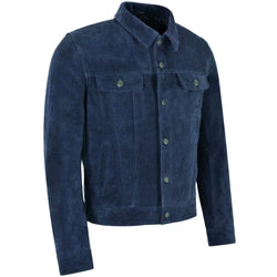 Classic Blue Suede Trucker Jacket