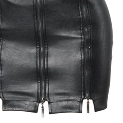 Edgy Black Faux Leather Mini Skirt with Multiple Zippers