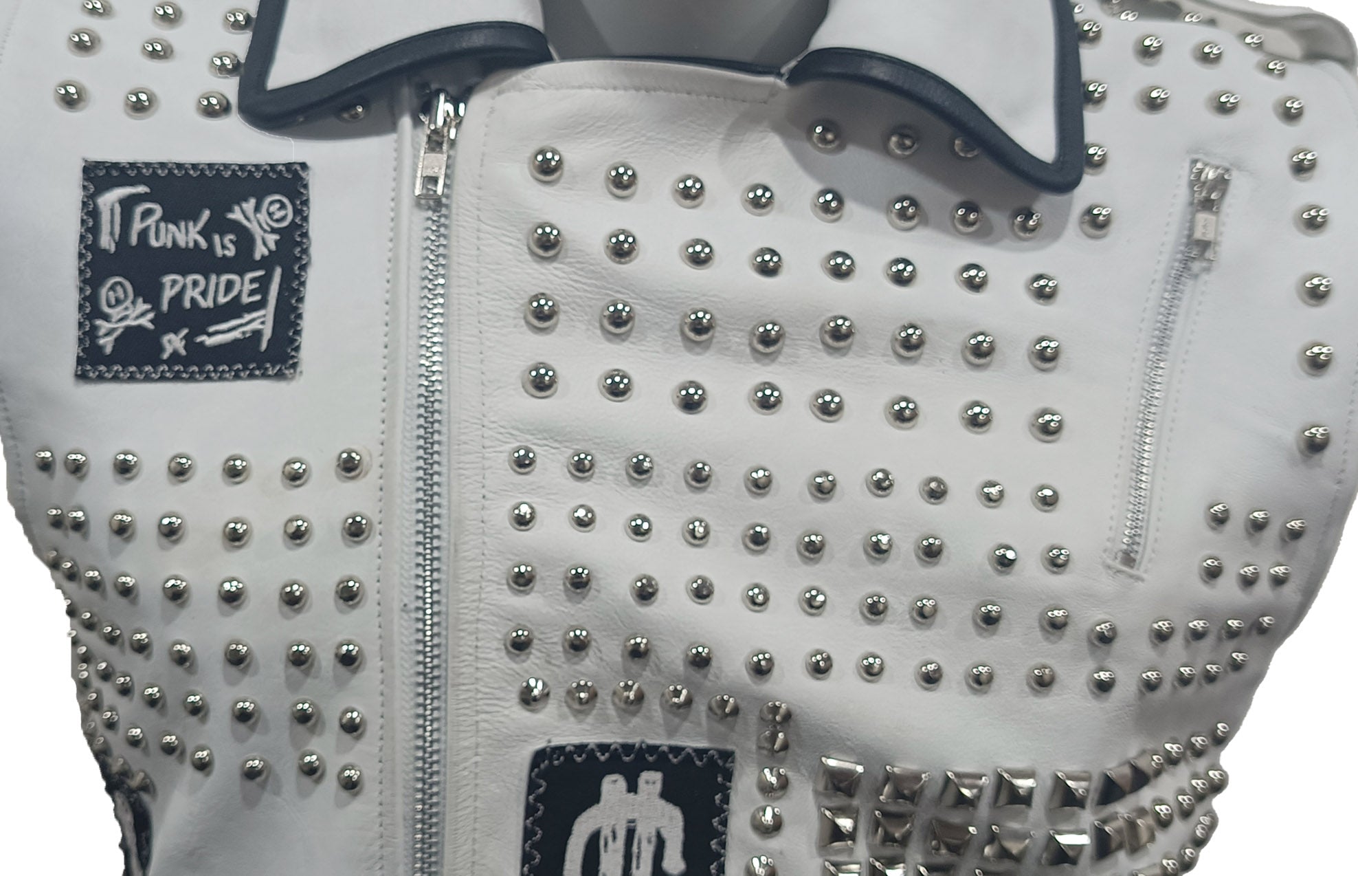 Studded White Leather Vest