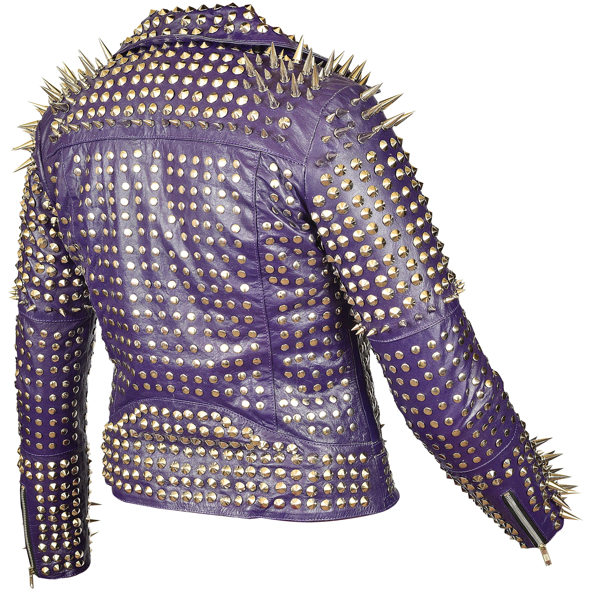 Spiked Purple Leather Jacket Women