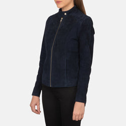 Blue Suede Trucker Jacket for Women