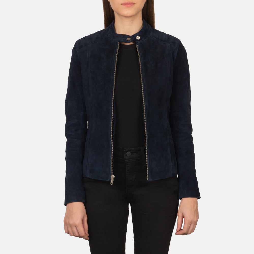 Blue Suede Trucker Jacket for Women