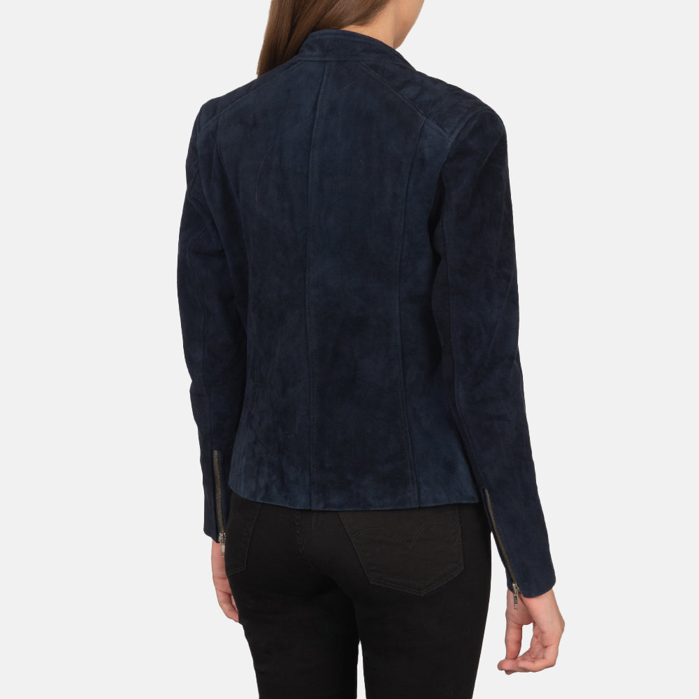 Blue Suede Trucker Jacket for Women