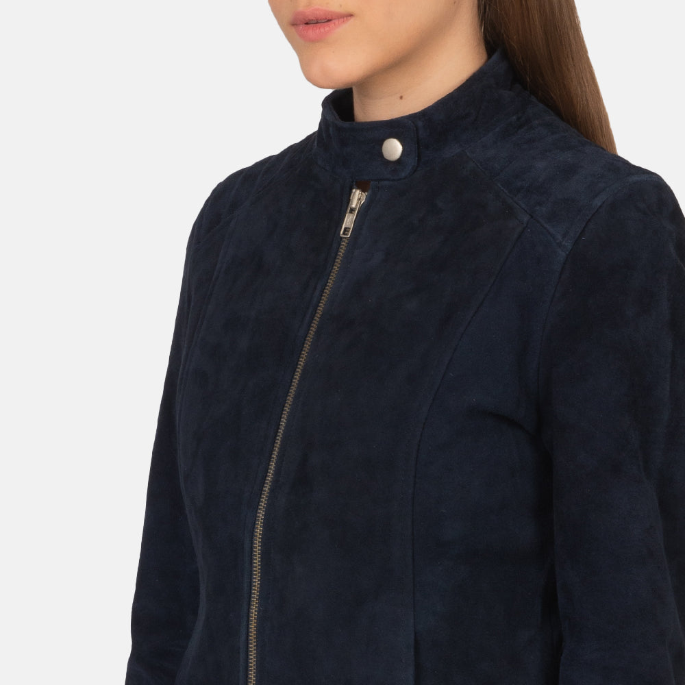 Blue Suede Trucker Jacket for Women