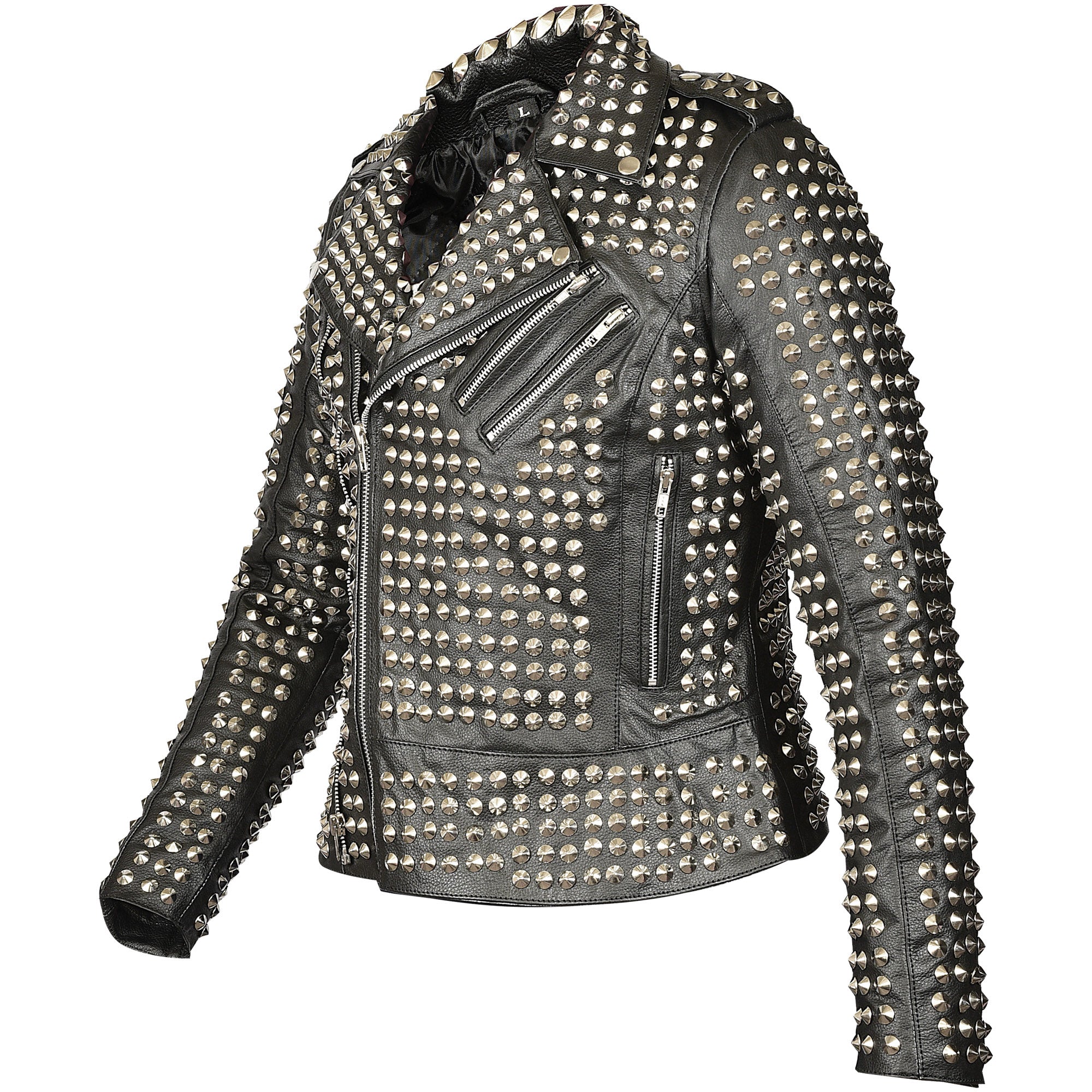 Studded Black Leather Jacket Women