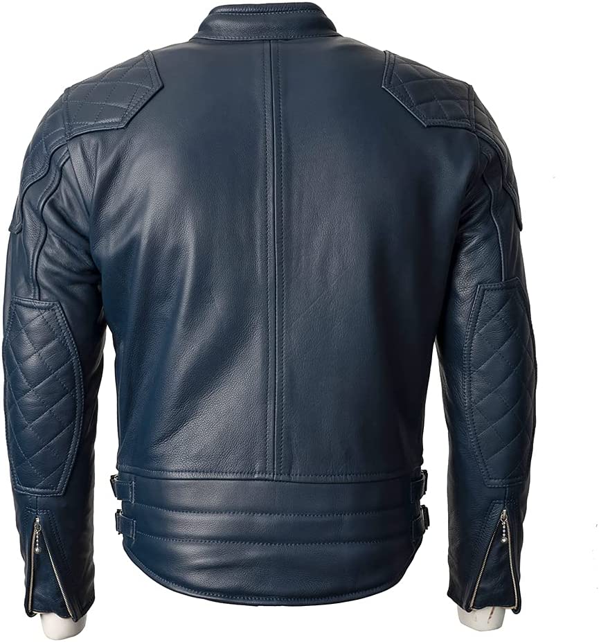 Dark Blue Fashion Leather Jacket