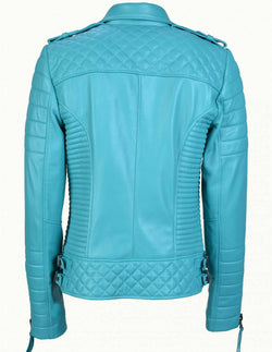 Turquoise Leather Jacket for Women