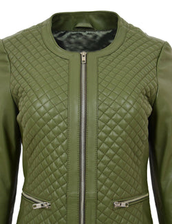 Green Leather Jacket for Women