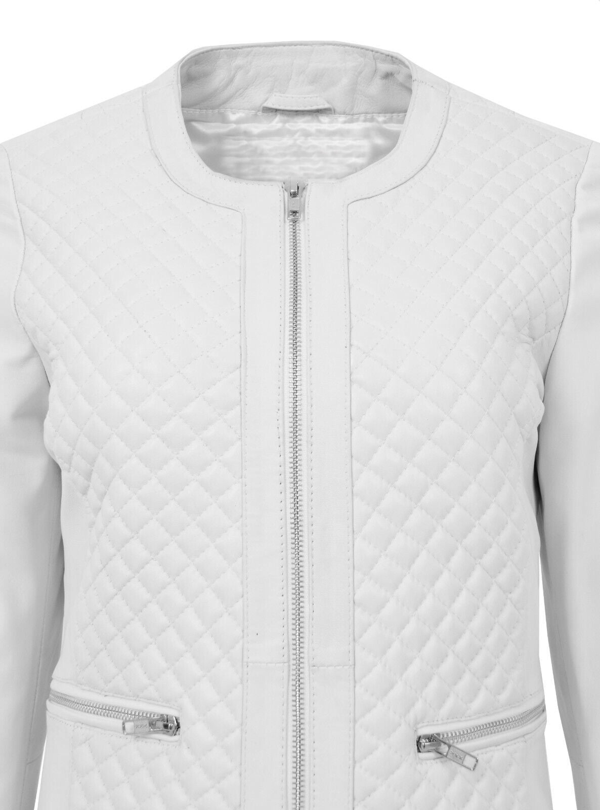 White Leather Jacket for Women