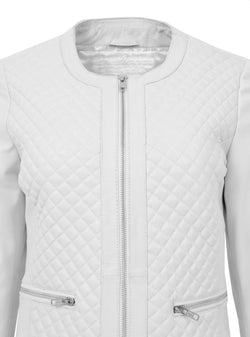 White Leather Jacket for Women