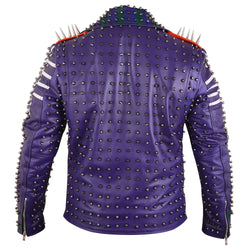 Studded Leather Jacket Purple