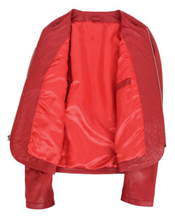 Red Leather Jacket for Women