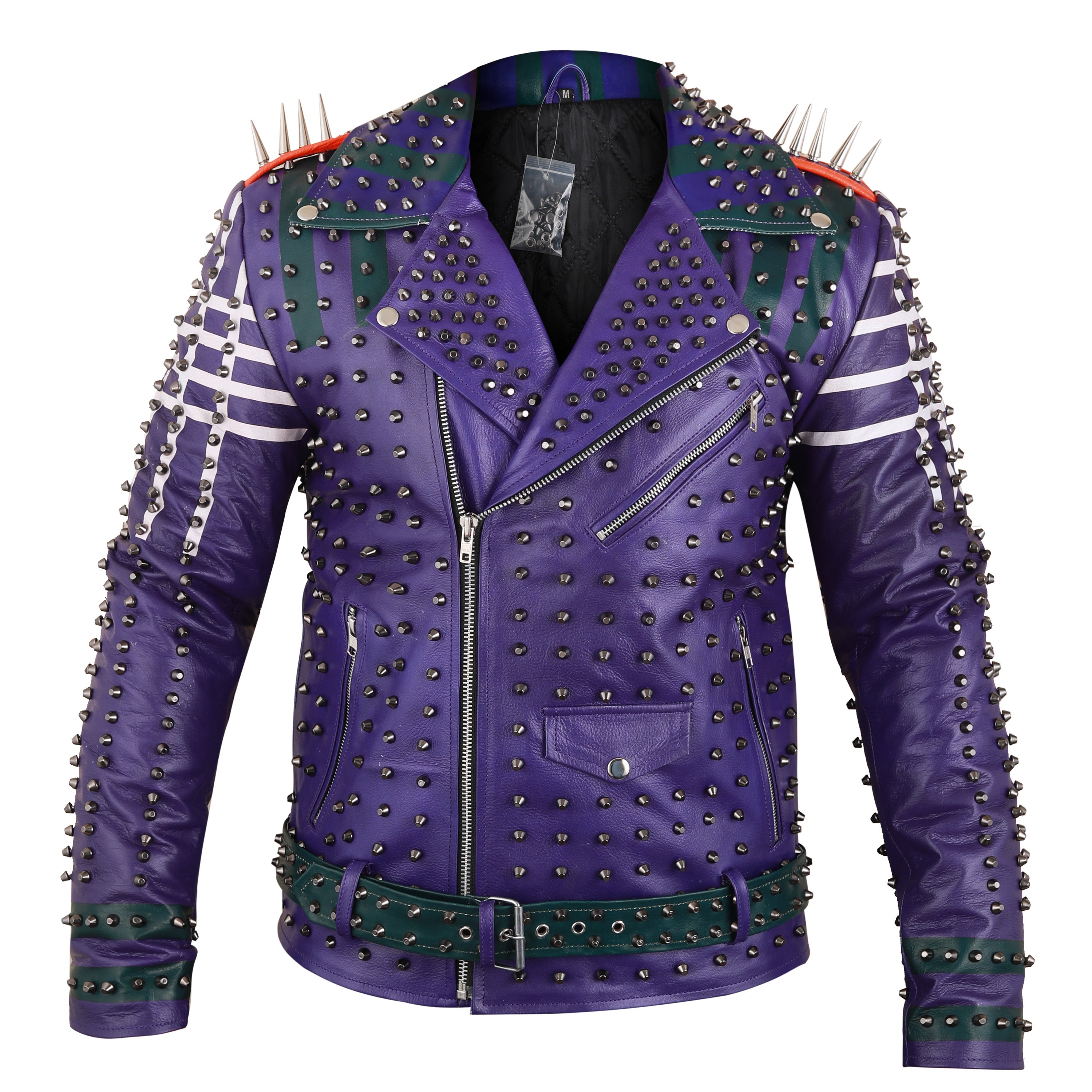 Studded Leather Jacket Purple