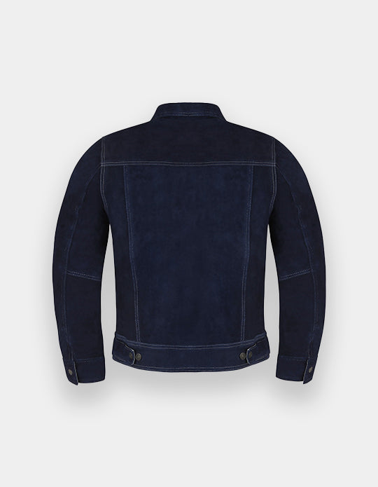 Men's Blue Suede Leather Shirt - Handmade Sheepskin Jacket Shirt, Trucker Suede Jacket
Item specifics