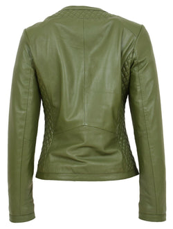 Green Leather Jacket for Women